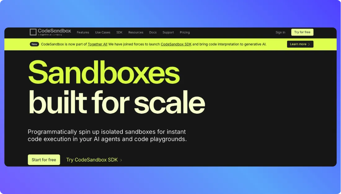 CodeSandbox Home Page