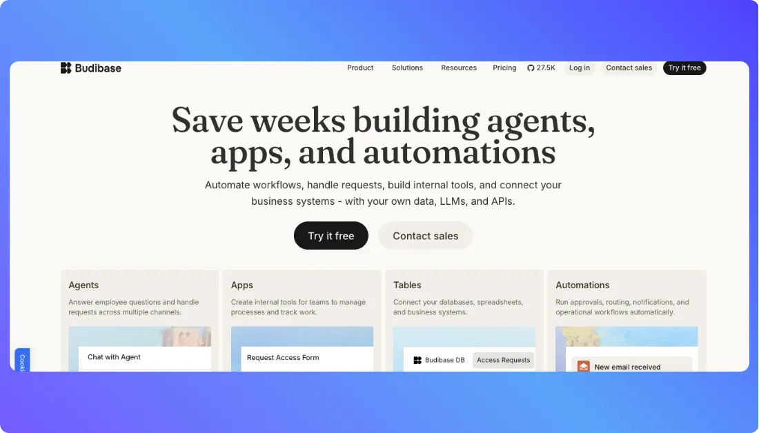 Budibase Home Page 