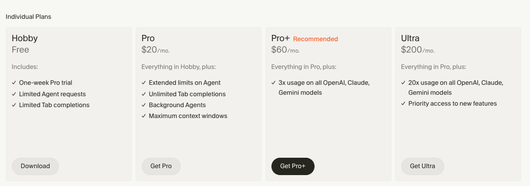 Cursor Pricing Plan