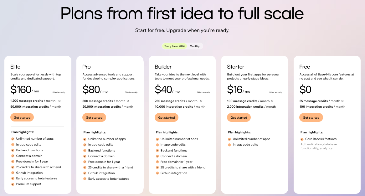 Base44 Pricing Plan