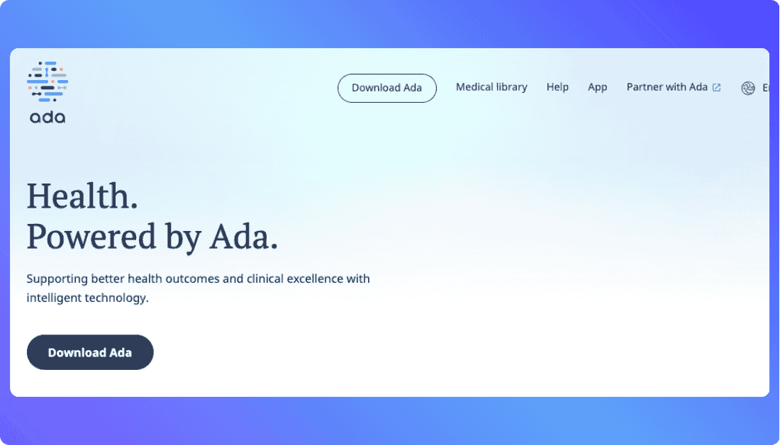 Ada Health Home Page