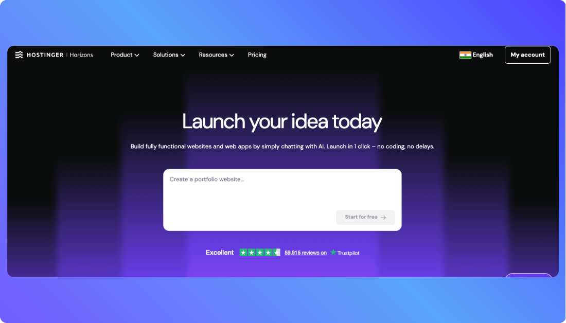 Hostinger Horizons Home Page