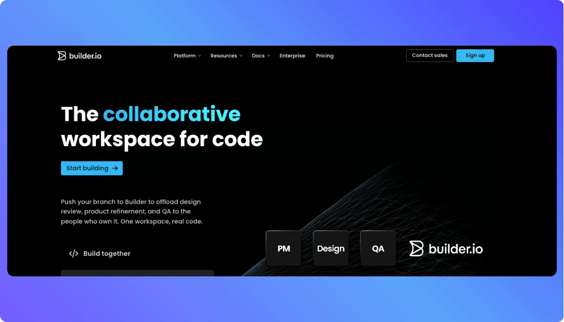 Builder io Home Page