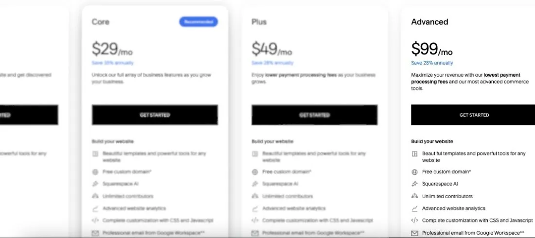 Squarespace- Advanced Plan