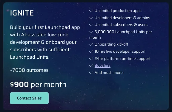 Launchpad.io Ignite plan