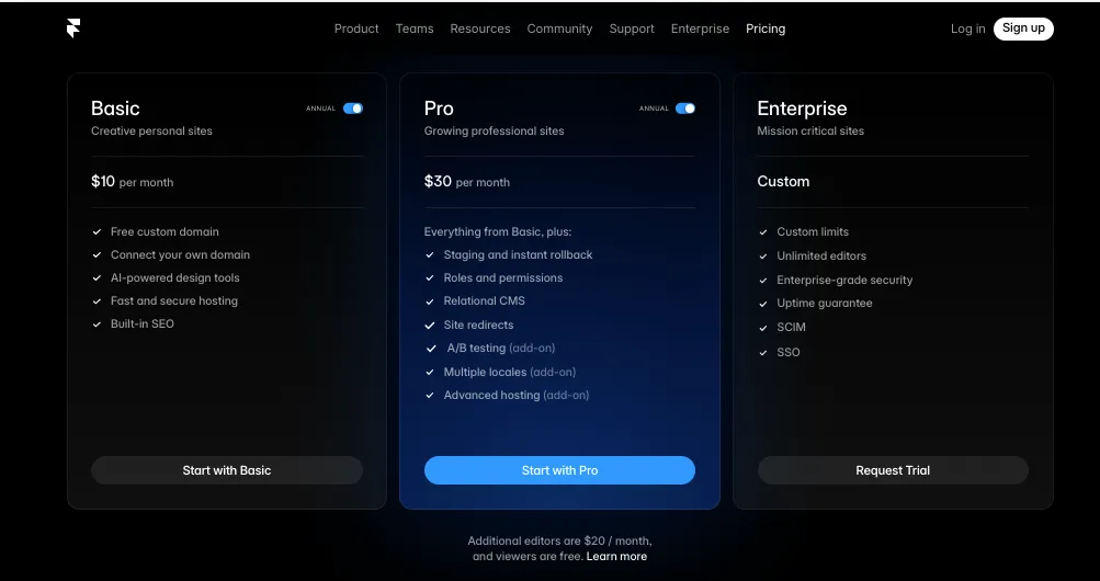 Framer Pricing