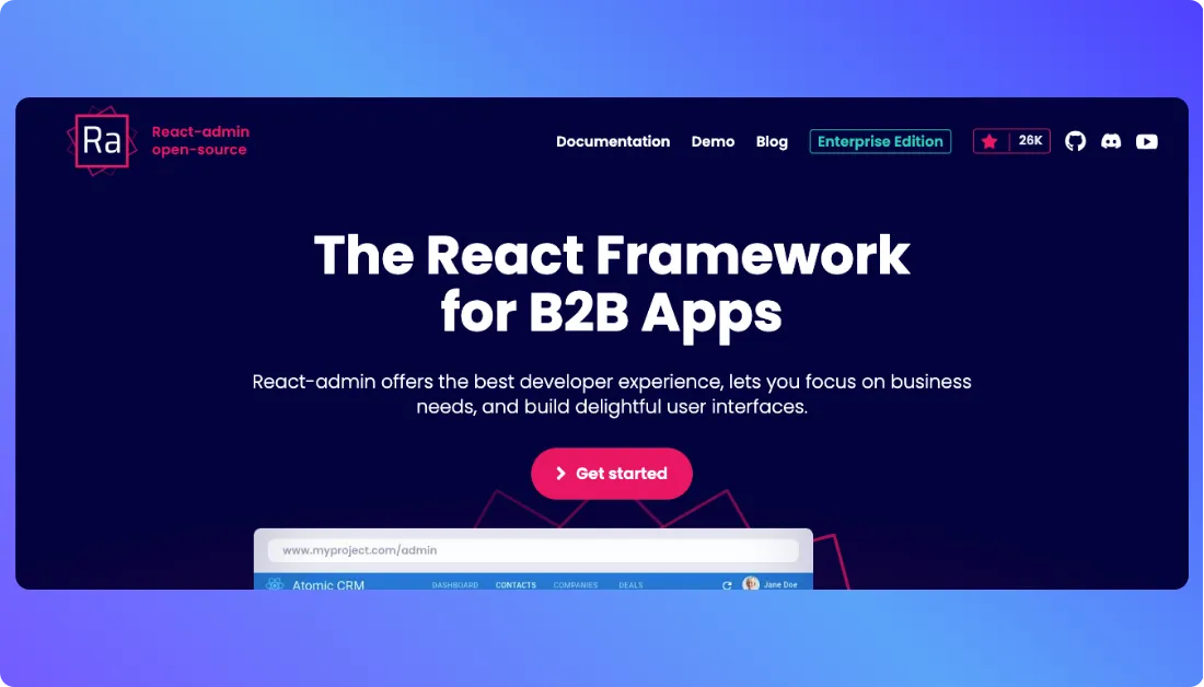React admin home page