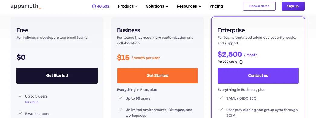 Appsmith Pricing
