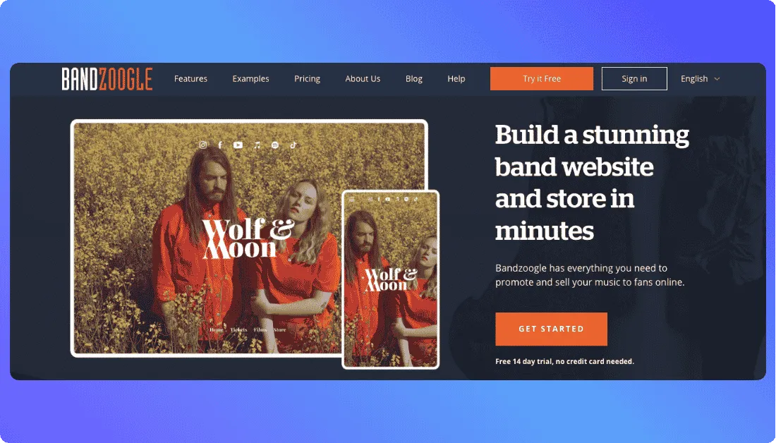 Bandzoogle Home Page