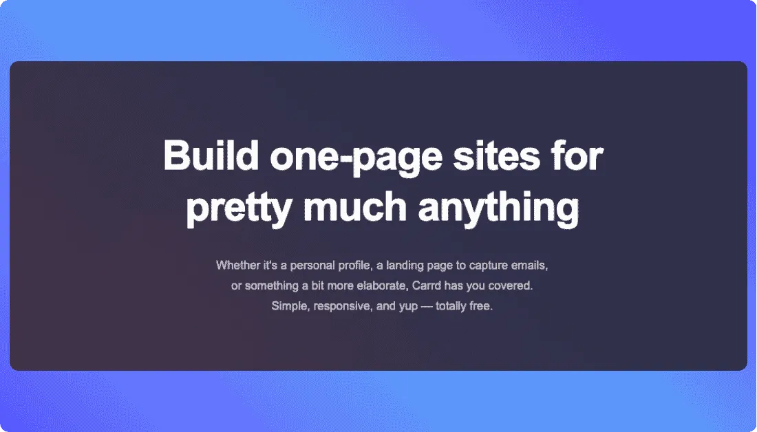Carrd Home Page
