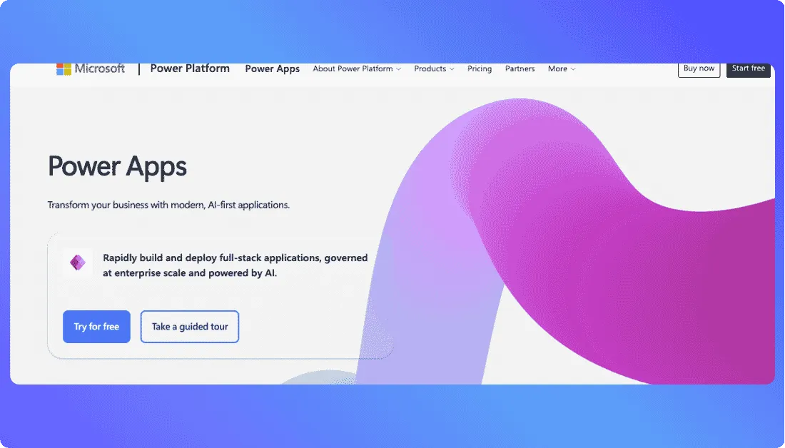 Microsoft Power Apps Home Page