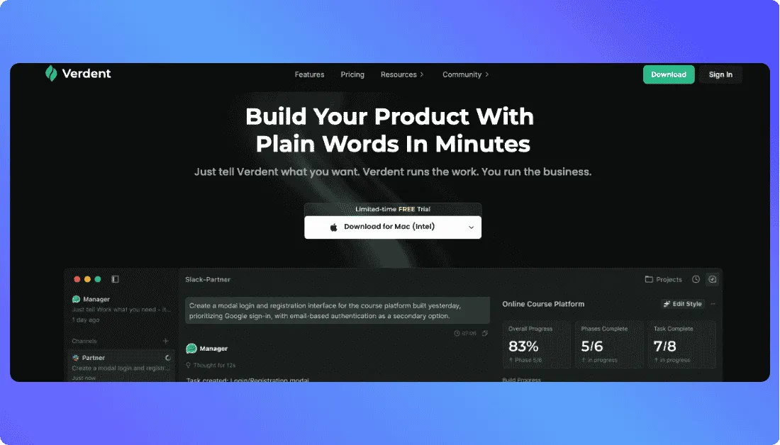 Verdent AI Home Page